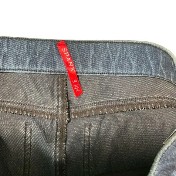 Spanx Slate Blue Pull Up Faux 2 Front Pocket 2 Back Pocket Skinny Jeans Sz LG - Picture 6 of 9
